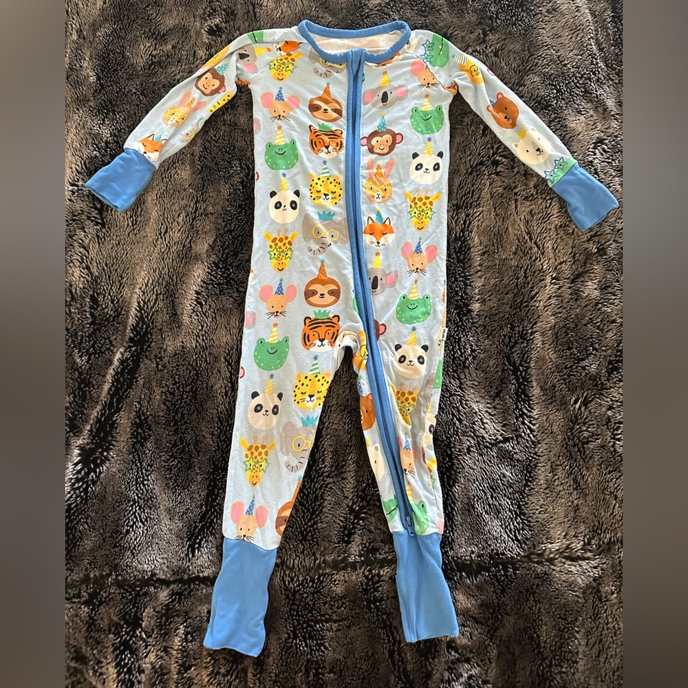 Little Sleepies Blue Animal Print Footie